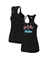 Soft As A Grape Women's  Black Miami Marlins Multi-count Tri-blend Tank Top In Black