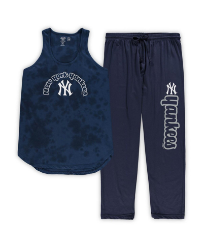 CONCEPTS SPORT WOMEN'S CONCEPTS SPORT NAVY NEW YORK YANKEES PLUS SIZE JERSEY TANK TOP AND PANTS SLEEP SET