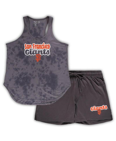 Concepts Sport Women's  Charcoal San Francisco Giants Plus Size Cloud Tank Top And Shorts Sleep Set