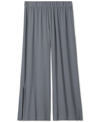 Eileen Fisher Silk Georgette Crepe Ankle Straight Leg Pants In Steel