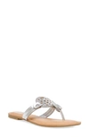 Dolce Vita Gotie Laser Cut Studded Thong Sandal In Silver