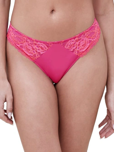 Skarlett Blue Minx Lace Front Thong In Summer Coral Jubilee