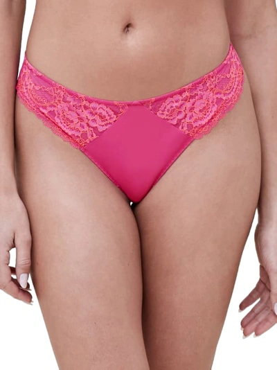 Skarlett Blue Minx Lace Front Thong In Magnolia/summer Coral
