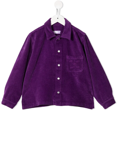 Erl Kids' Corduroy Long-sleeve Shirt In Purple