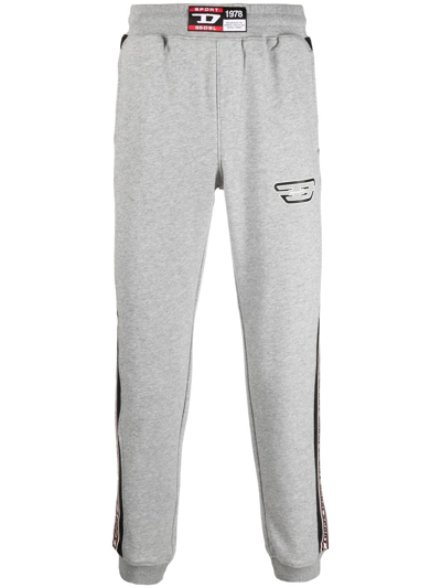 Diesel Logo-patch Performance Track Pants In Grey