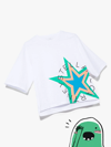 Stella Mccartney Kids White T-shirt With Multicolored Star And Round Logo In White
