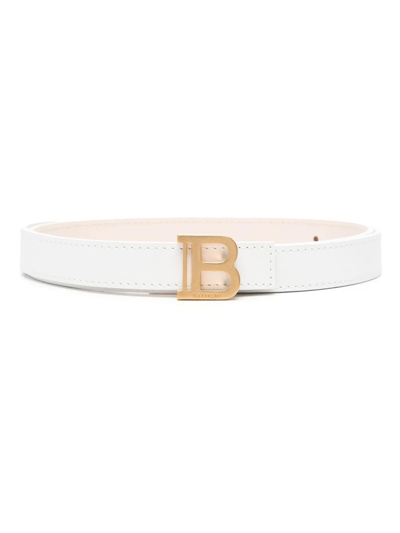 Balmain Monogram-logo Buckle Belt In White