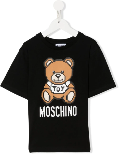Moschino Kids' Bear-motif T-shirt In Schwarz