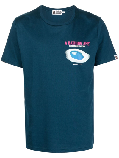A Bathing Ape Graphic-print Cotton T-shirt In Blue