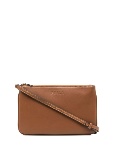 Furla Dual-zip Crossbody Bag In Braun