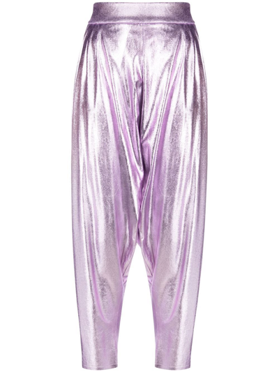 Tom Ford Lamé Tapered Trousers In Lilac