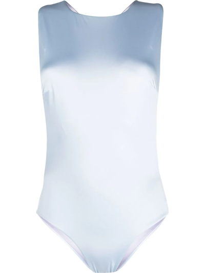 Isa Boulder Rope Reversible Satin One-piece Swimsuit In Bluepurple