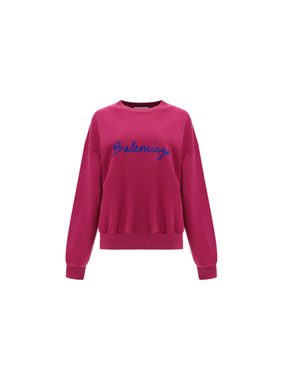 Balenciaga Sweatshirt In Dark Fuchsia/r Bl W