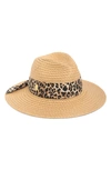 Vince Camuto Tie Band Paper Panama Hat In Leopard