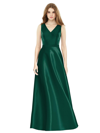 Alfred Sung Sleeveless A-line Satin Dress With Pockets In Green
