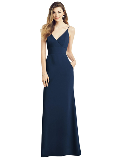 After Six V-back Spaghetti Strap Maxi Dress With Pockets In Blue