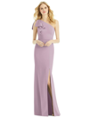 After Six Bowed One-shoulder Trumpet Gown In Purple