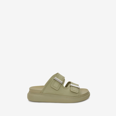 Alexander Mcqueen 50mm Rubber Slide Sandals In Sage