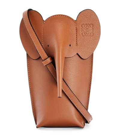 Loewe Elephant Leather Pocket Pouch-on-strap In Tan