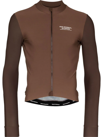 Pas Normal Studios Mechanism Long-sleeve Cycling Jersey In Brown