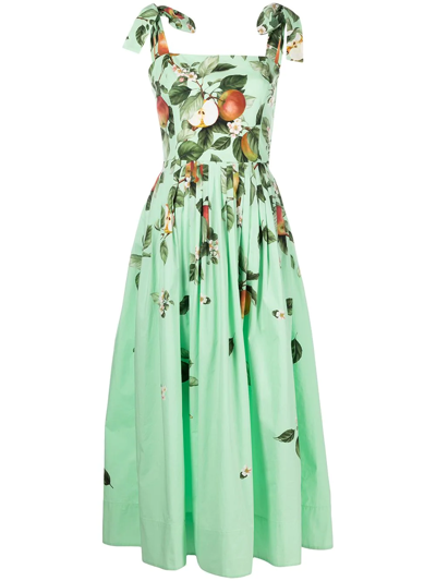 Oscar De La Renta Degrade Apple Blossom-print Belted Tank Dress In Seaglass Multi