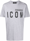 Dsquared2 White Crewneck T-shirt With Maxi Logo Print On The Front In Cotton Man In Grey