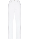 Frame Le High Straight Double Needle Jeans In White