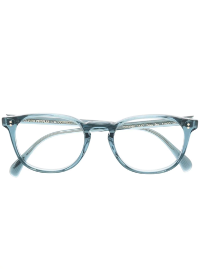 Oliver Peoples Finley Square-frame Glasses In Blue