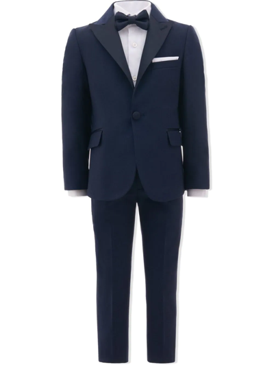 Moustache Kids' Peak Lapel Suit Set In Blue