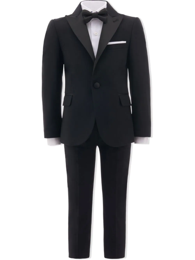 Moustache Kids' Peak Lapel Two-piece Suit In Black