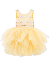 Tulleen Sequinned Tulle Midi Dress In Yellow