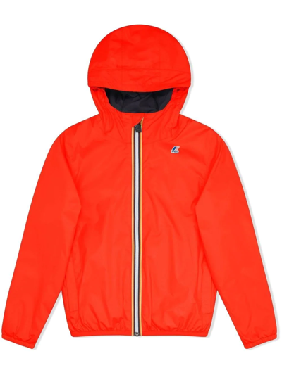 K-way Kids' Hooded Rain Jacket In Red