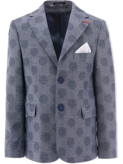 Moustache Kids' Polka-dot Cotton Blazer In Blue