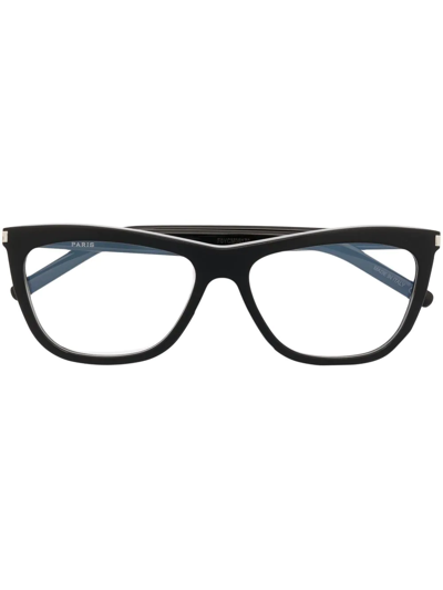 Saint Laurent Logo Square-frame Glasses In Black