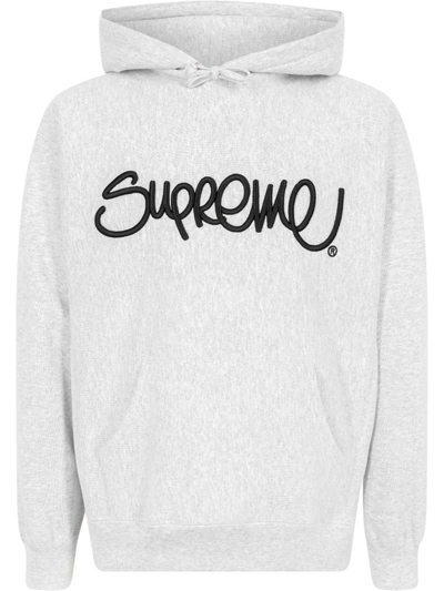 Supreme Raised Handstyle Hoodie In Grey