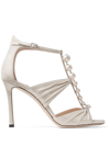 Jimmy Choo Aura 95 Sandals In Neutrals