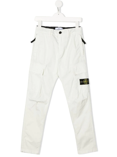 Stone Island Kids' Logo-patch Cargo Trousers In Neutrals