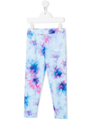 Msgm Teen Watercolour-print Leggings In Blue