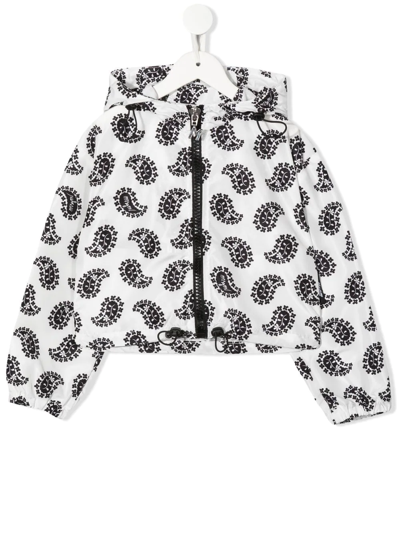 Msgm Kids' Paisley-print Hooded Jacket In White