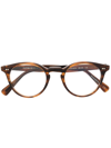 Shop Oliver Peoples Round-frame Glasses In Brown