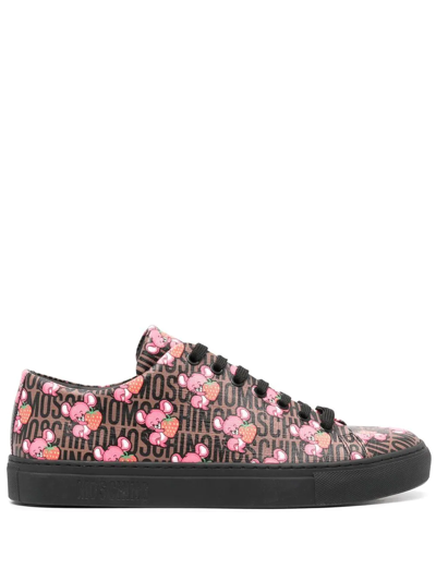 Moschino Logo-print Low-top Sneakers In Brown