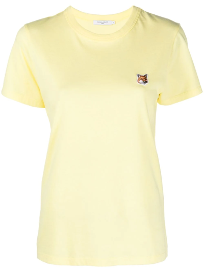 Maison Kitsuné Fox Head Patch T-shirt In Yellow
