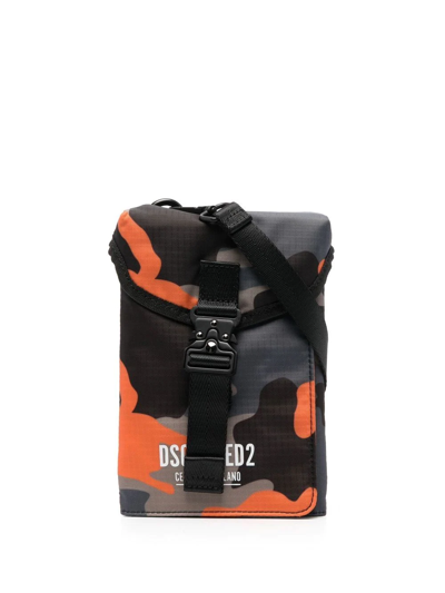 Dsquared2 Camouflage-print Crossbody Bag In Orange