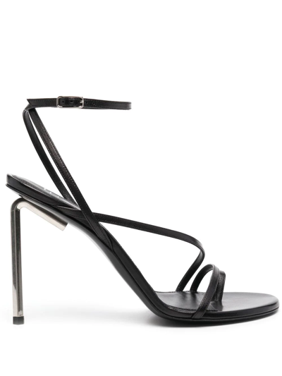 Off-white 110mm Allen Leather Thong Sandals In Black