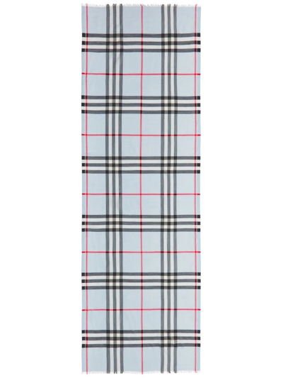 Burberry Check-print Scarf In Blue