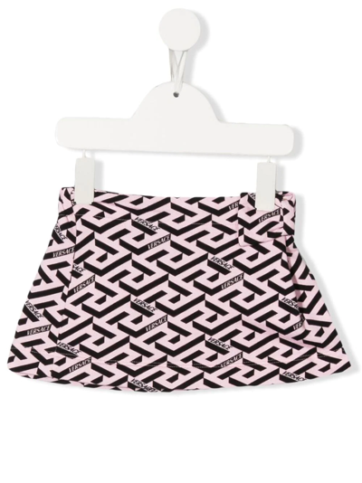 Versace Babies' Logo-print A-line Skirt In Pink