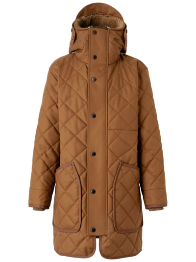 Burberry Check-print Hooded Coat In Dark Birch Brown