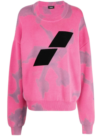 We11 Done Tie-dye Logo Jumper In Pink