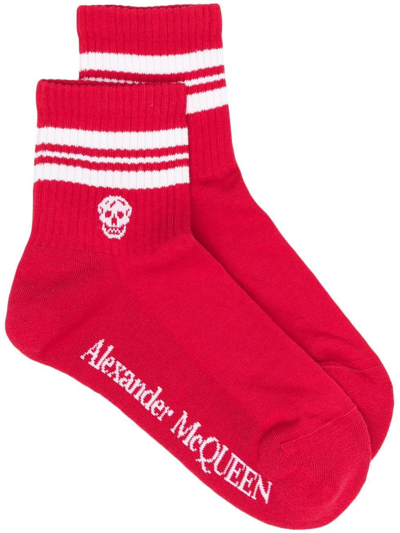 Alexander Mcqueen Logo-print Socks In Red