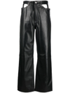 MANOKHI WIDE CUT-OUT LEATHER TROUSERS